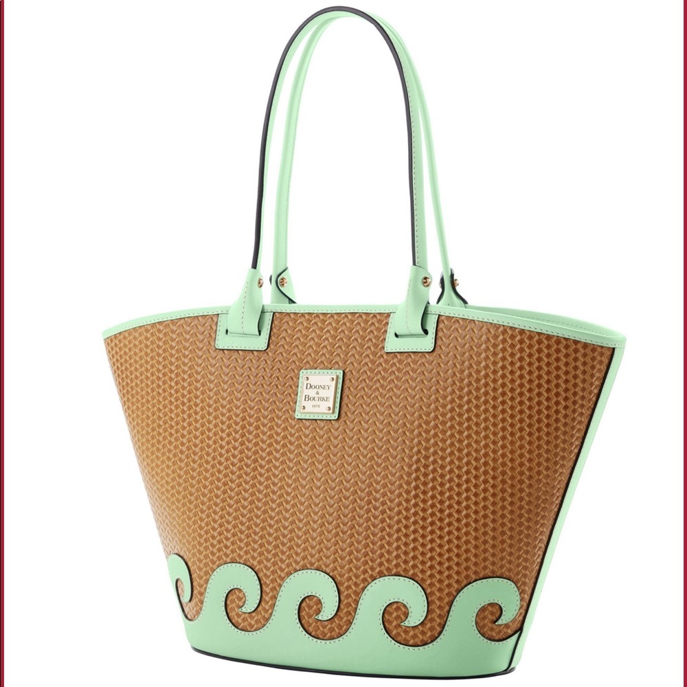 Dooney & B Leather Beacon Woven Atlantic tote MINT - Picture 2 of 5